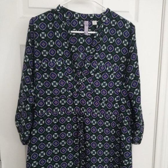 Alya Blue and Green Floral Print High Waisted Dress - Picture 1 of 4